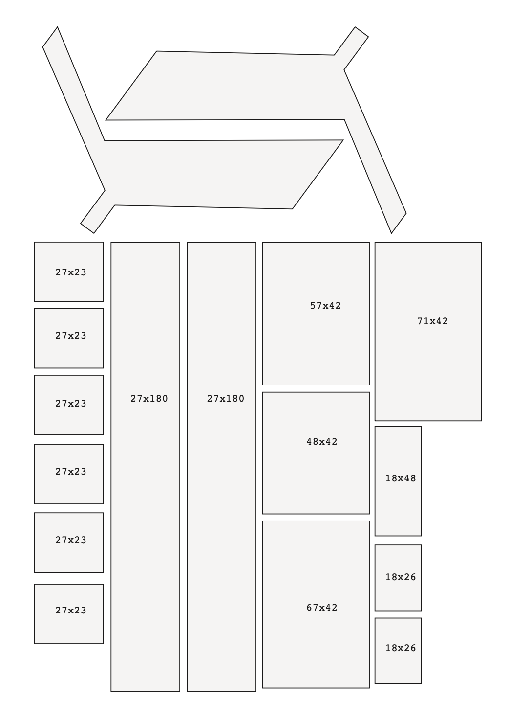 Wireframe of the K shelf