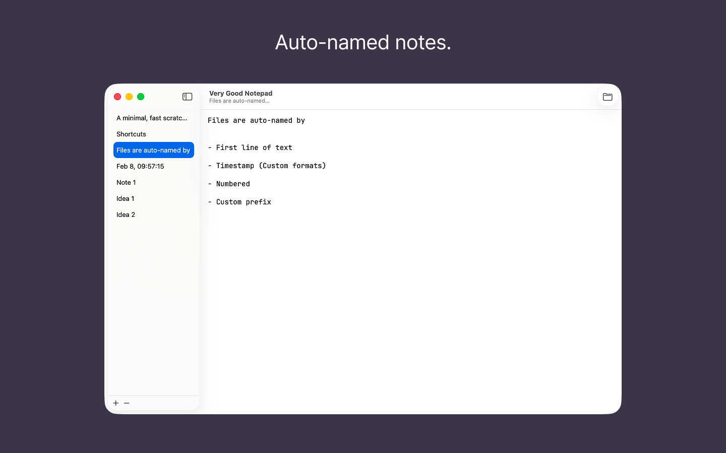 Auto-named notes