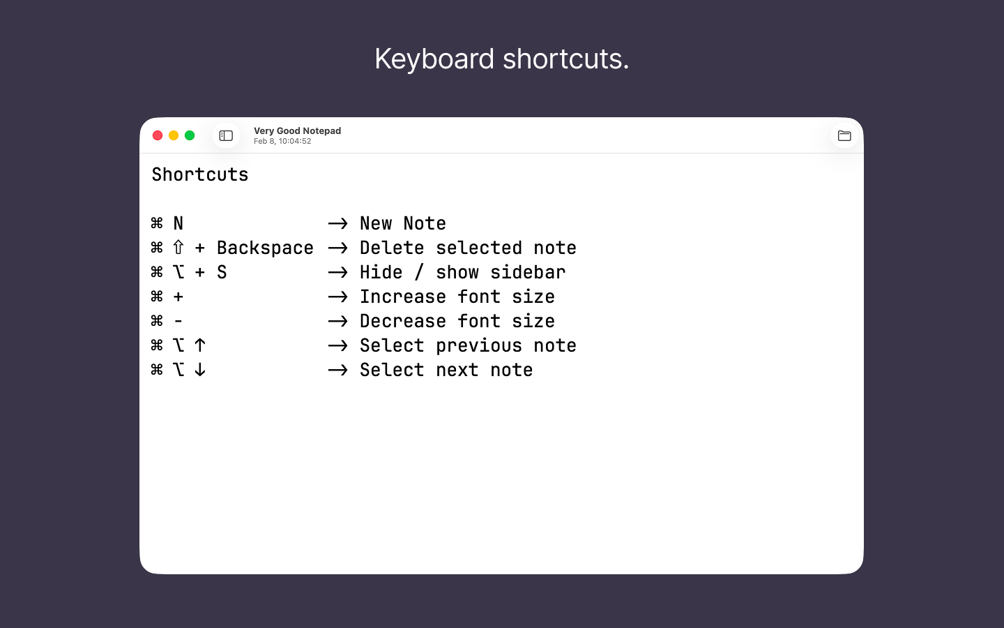 Keyboard shortcuts