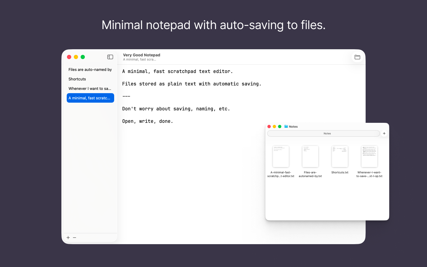 Very Good Notepad — minimal notepad with auto-save