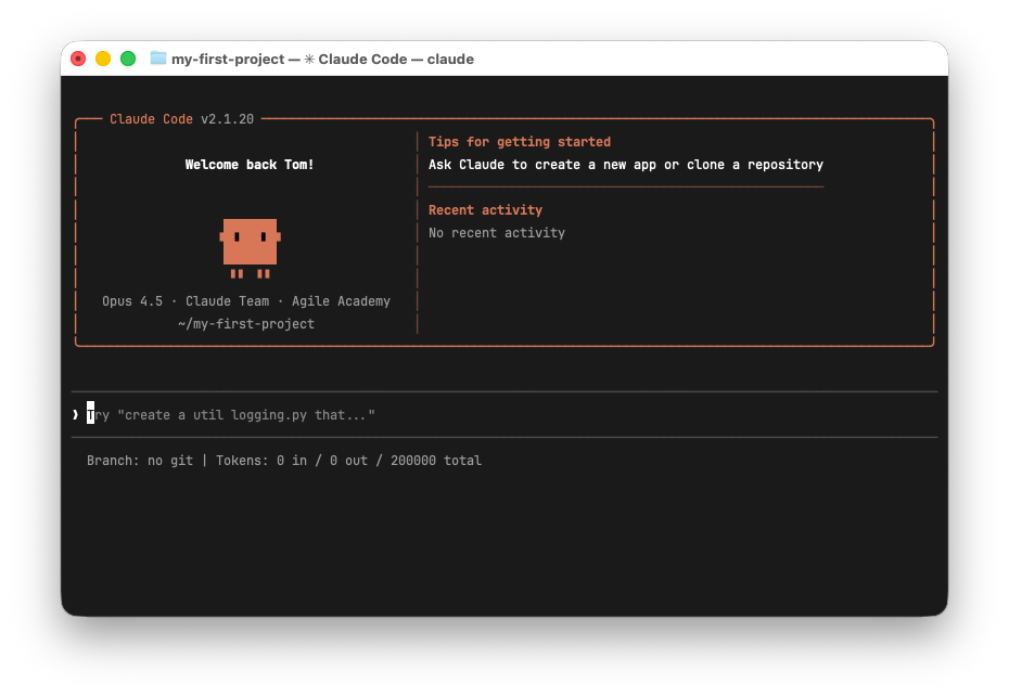 Claude Code ready to receive commands