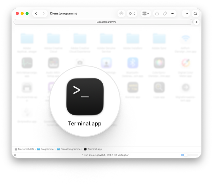Terminal app in the Utilities folder